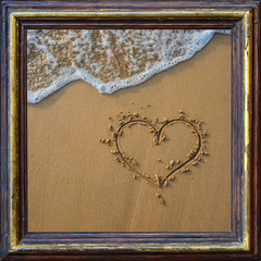 vintage background with frame and beach