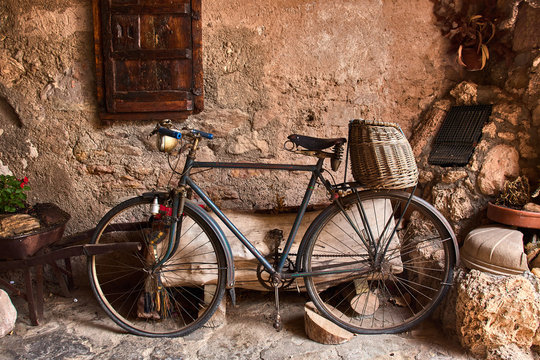 Vintage bicycle in a rural village