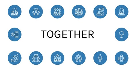 Set of together icons such as Lesbian, Team, Meeting, Nanny, Brothers, Heterosexual, Female, Third gender , together