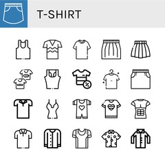 Set of t-shirt icons such as Skirt, Undershirt, Shirt, Tshirt, Shirts, Sleeveless shirt, Polo shirt, Baby clothes, T Cardigan, Sport , t-shirt
