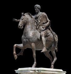 Fototapeta na wymiar Marcus Aurelius statue in Capitoline Square (Rome, Italy), isolated on white