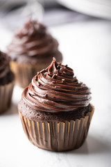 chocolate cupcake on marble background