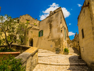 Picturesque street in Matera, Italy