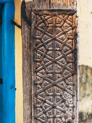  old wooden door in stonetown, zanzibar 