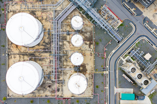 Aerial view of Oil refinery plant and  Chemical plant form in industry zone