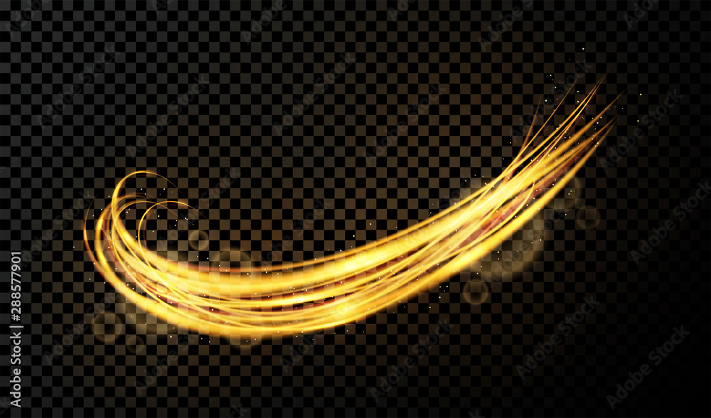 Aufkleber vector light effect on transparent background. golden transparent light with dynamic swirl. glowing 
