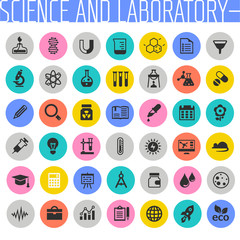 Trendy flat design Science and Laboratory icons collection