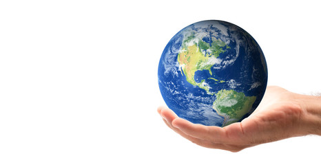 male hand holding the world in his hand