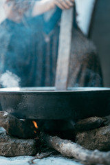 boiling figs on wood fire