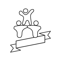 empty ribbon people Commitment Teamwork Together Outline Logo