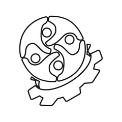industry gear Commitment Teamwork Together Outline Logo