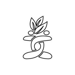 people leaf Commitment Teamwork Together Outline Logo
