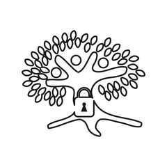 tree secure Commitment Teamwork Together Outline Logo