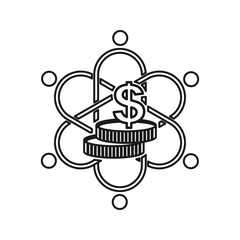 money stack finance Commitment Teamwork Together Outline Logo
