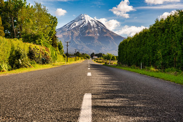Heading directly to the beautiful snow capped volcanic cone of Mount Egmont in Taranaki New Zealand