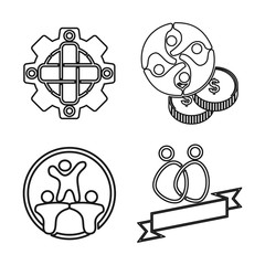 ribbon money gear Commitment Teamwork Together Outline Logo