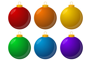 Colorful christmas balls. Set of isolated decorations. Vector illustration