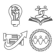 book bulb arrow Commitment Teamwork Together Outline Logo
