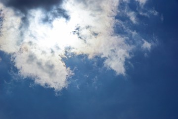  cloud obscured the sun in a bright blue sky 
