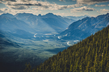 Overlook at summit of Sulphur Mountain Trail, Banff National Park, Alberta, Canada