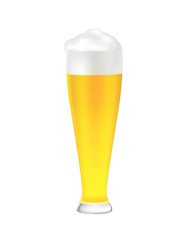 Bier mit Schaum, Bierglas,  Vektor Illustration isoliert auf weißem Hintergrund