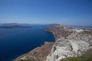 panoramic views of Thira, Santorini island, Cyclades, Greece