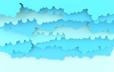 Fototapeta premium Paper art fluffy clouds. Modern 3d origami paper art style. 3d render illustration