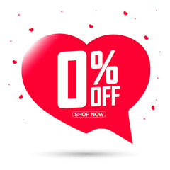 Credit 0% off tag, speech bubble banner design template, deal tag, app icon, vector illustration