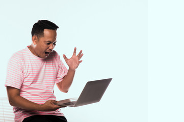 Attractive man wearing shirts In a variety of moods Variety, noble verses, gestures, variety, feelings of disappointment, disappointment, glad, online communication concepts