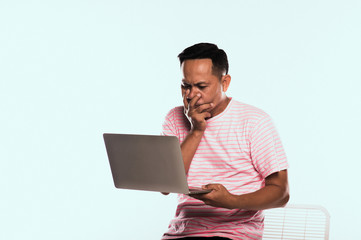 Attractive man wearing shirts In a variety of moods Variety, noble verses, gestures, variety, feelings of disappointment, disappointment, glad, online communication concepts