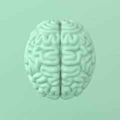 3d brain rendering illustration template background. The concept of intelligence, brainstorm, creative idea, human mind, artificial intelligence.