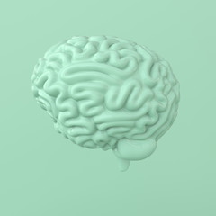 3d brain rendering illustration template background. The concept of intelligence, brainstorm, creative idea, human mind, artificial intelligence.