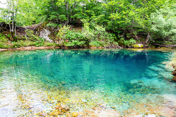 Obraz premium Natural blue hole karst source Oko Skakavice in Montenegro, Europe