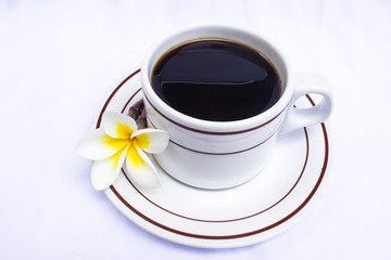 Premium coffee with frangipani flowers