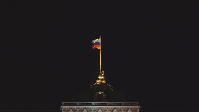 State flag of the Russian Federation over the Grand Kremlin Palace, the ceremonial residence of the President of Russia