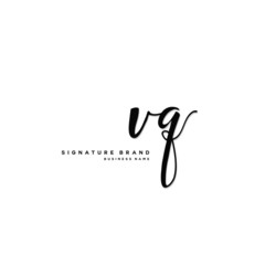 V Q VQ Initial letter handwriting and  signature logo concept design.