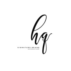 H Q HQ Initial letter handwriting and  signature logo concept design.