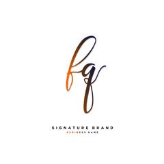 F Q FQ Initial letter handwriting and  signature logo concept design.