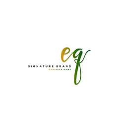 E Q EQ Initial letter handwriting and  signature logo concept design.