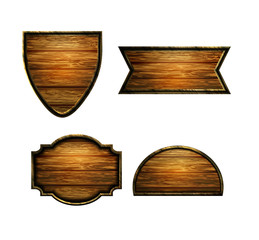 Naklejka premium Vector realistic illustration of wooden signboard