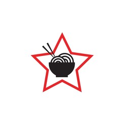 Modern simple ramen noodle with red star restaurant logo design