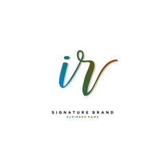I R IR Initial letter handwriting and  signature logo concept design.