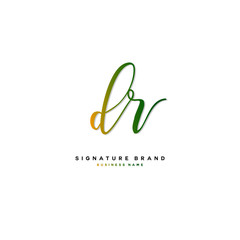 D R DR Initial letter handwriting and  signature logo concept design.