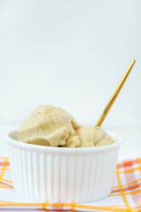 Vegan homemade banana and mango gelato ice cream.