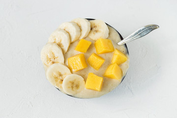 Vegan homemade banana and mango gelato ice cream.