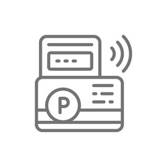 Vector parking payment, parking ticket line icon.