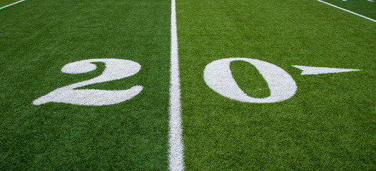 twenty yard line on a football field 