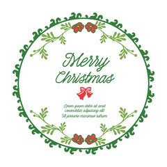 Vintage card merry christmas in retro style with art of colorful leaf flower frame. Vector