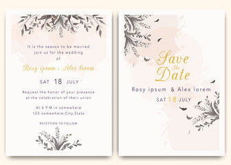Wedding Invitations save the date card design with elegant garden anemone.