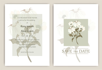 Wedding Invitations save the date card design with elegant garden anemone.